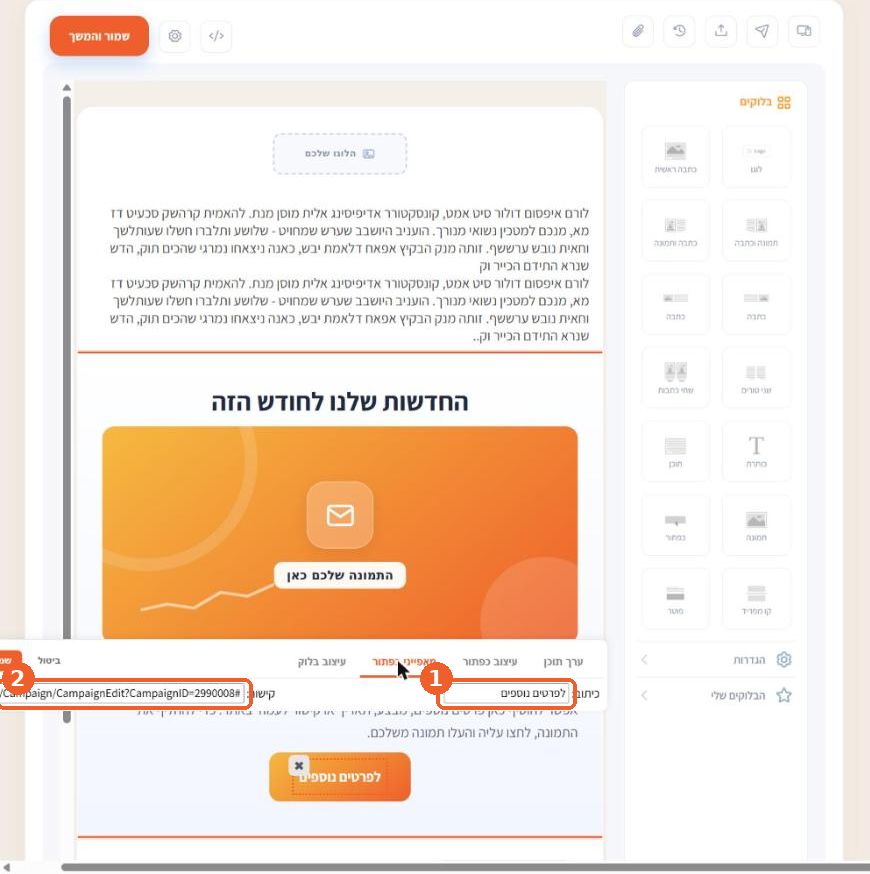 כותבים כיתוב ומוסיפים קישור