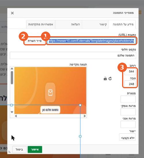 בוחרים תמונה מהספרייה או מקישור